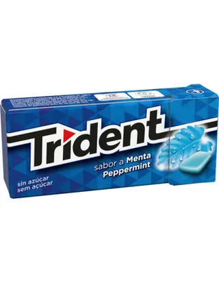 Chicles Sin Azúcar Marca Trident Sabor Menta Azul