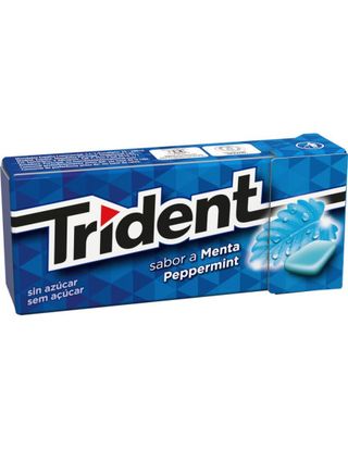 Chicles Sin Azúcar Marca Trident Sabor Menta Azul