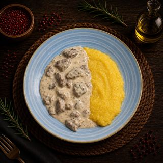 Pui rustic servit cu mamaliga
