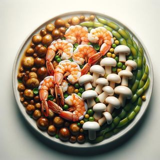 Krewetki z grzybami mun