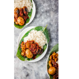 White Rice and Ofada Sauce