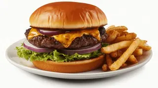 Assiette Hamburger Double + Frites