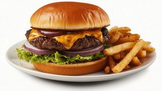 Assiette Hamburger Double + Frites