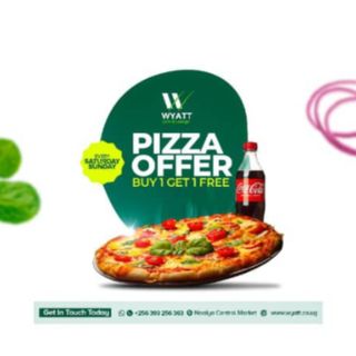Pizza Promo buy 1@45000 get 1free any of your choice every weekend 