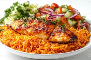 Jollof Rice + Grilled Peppered Sardine Fish
