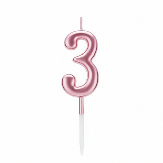 Vela número "3" rosa