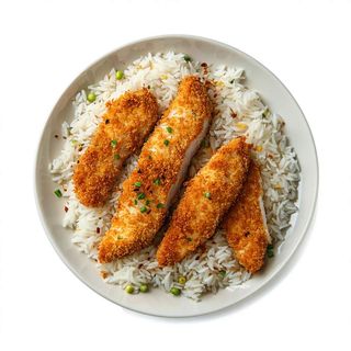 Arroz japonés con pollo empanado