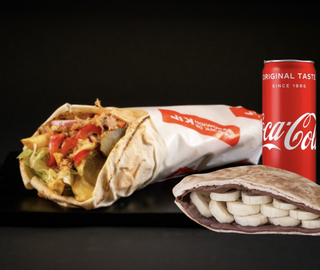 Meniu Shaorma Pulled cu Cartofi Proaspăt Prăjiți, Sos și Băutură Răcoritoare