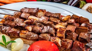 Печень на шампурах