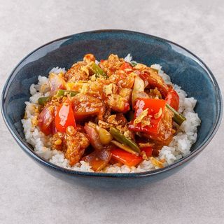 Курка з рисом у кисло-солодкому соусі