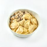 Вареники з картоплею під смаженою курочкою та печерицями (300г)