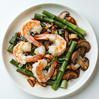 53.gamberi con bambu e funghi 双东虾