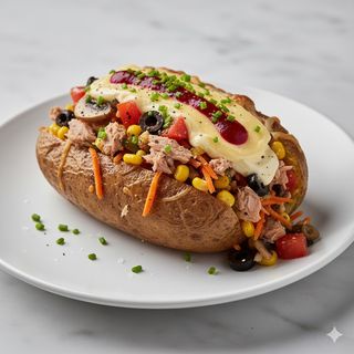 Patata Asada Con Atún Gratinada