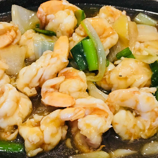 156-Gambas con puerro y jengibre