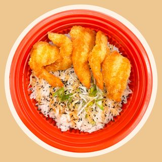 Donburi con gamberi fritti