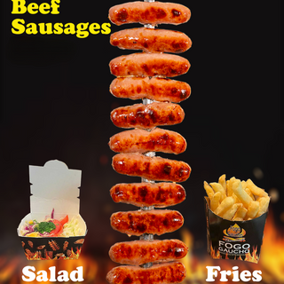 Grilled Beef Sausages  with Fries & Salad