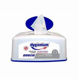 Servetele dezinfectante in cutie de plastic, 100 buc, Hygienium