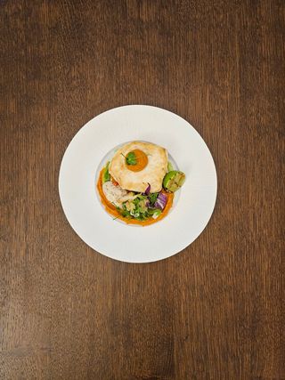 Butterfish cu legume ratatouille si piure de cartofi afumat