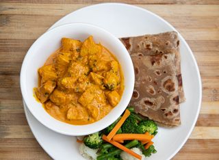 Creamy Chicken Curry With steamed mixed vegetables.