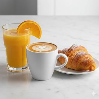 Combo Zumo Natural 12 Oz. + Café Con Leche 9 Oz. + Cruasan