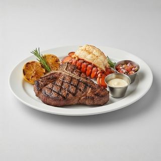 Grilled Sirloin/Rib-Eye/T-Bone Paired With Lobster Tail