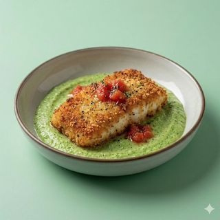 Baccalà panato e crema di broccoli