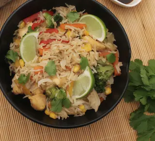 Arroz basmati con verduras de temporada