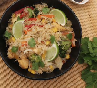 Arroz basmati con verduras de temporada