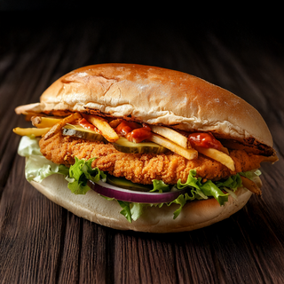 Sandwich cu șnițel de pui mare