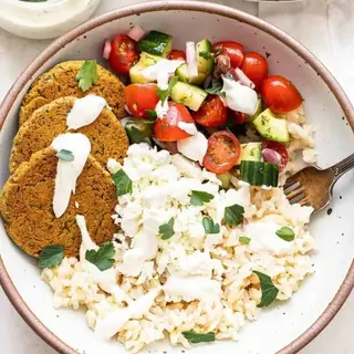 Riso con falafel