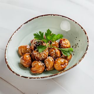 Пельмени жареные в устричном соусе