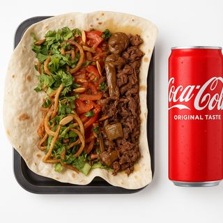 Комбо 2  Шаурма з подвійною яловичиною  + cola