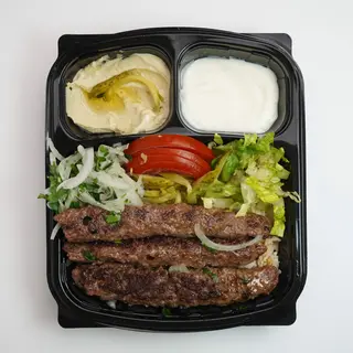 Plat Viande Hachée - 3 brochettes + Boisson au Choix