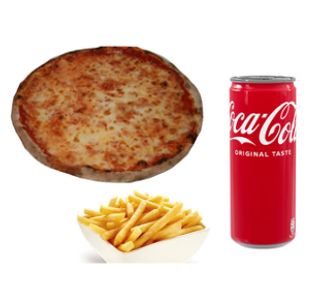 Margherita con patatine fritte e bevanda a scelta