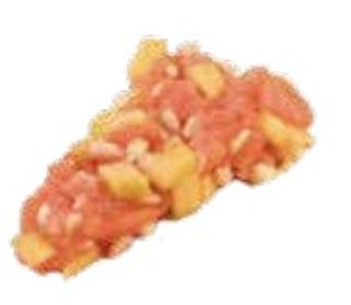 33 Tartara sake mango tartara di salmone, mango e farro ponzu, sesamo soffiato in miele con salsa mango 