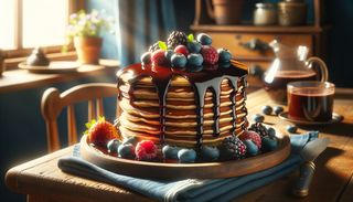 Clătite ciocolată, afine și fructe de pădure