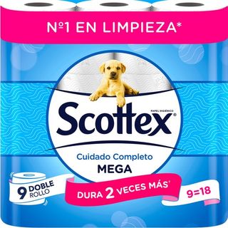 SCOTTEX PAPEL HIGIENICO MEGARROLLO PAQUETE 9 UDS