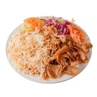 Plato De Carne Con Ensalada Y Arroz Basmati
