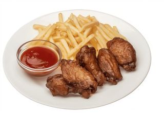 11 Alitas De Pollo Con Patatas Fritas