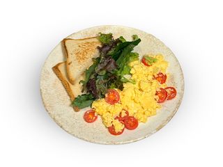 Скрэмбл с помидорами черри и тостом (250г)