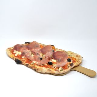 Pizza rossa prosciutto crudo e funghi