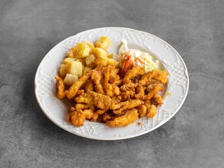 Tiras de pollo empanadas con miel