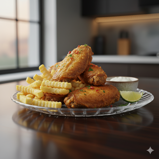 Alitas de pollo (6 uds.) + patatas