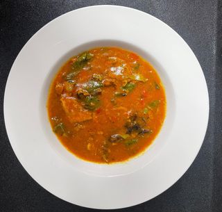 Mini Bowl of Ogbono Soup, Protein and Semo
