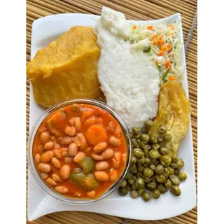 Matooke, Posho, Sweet Potatoes & Beans Sauce