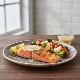 Cotlet de Somon la gratar asortat cu legume soté