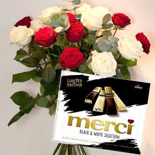 Bouquet de Fleurs et Chocolats Merci