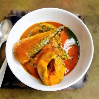 Titus fish mixed with ewedu