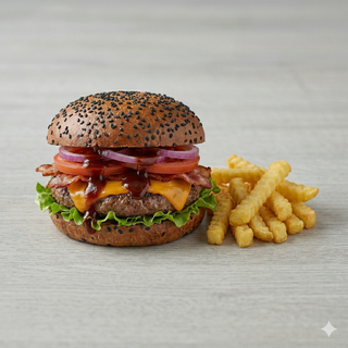 2, Hamburguesa De Carne Rubia Gallega Con Queso Cheddar Y Salsa BBQ