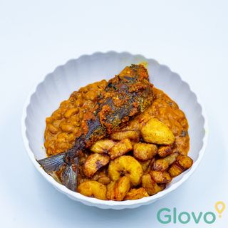 Beans porridge with Mackerel Fish & Plantains